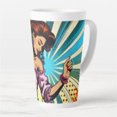 Hübsche Frauentänzerin Salsa Pop Art Milchtasse (Rechte Ecke)
