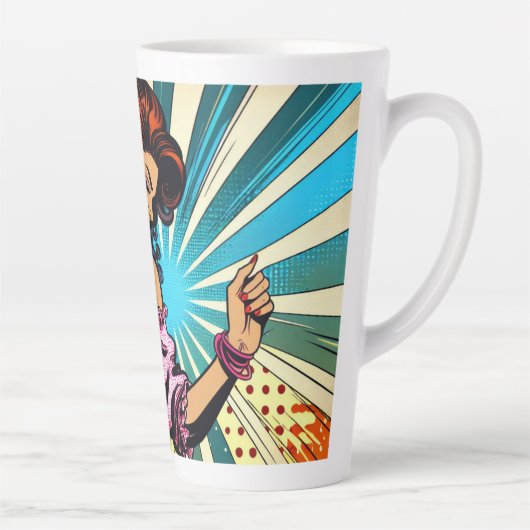 Hübsche Frauentänzerin Salsa Pop Art Milchtasse (Rechts)