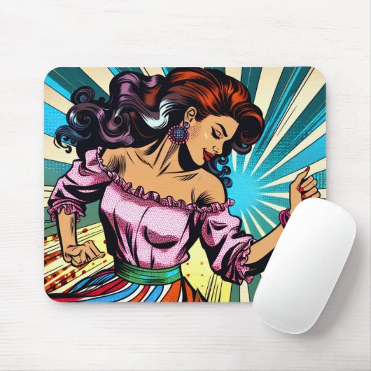 Hübsche Frauentänzerin Salsa Pop Art Mousepad (Mit Mouse)