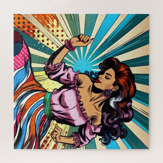 Hübsche Frauentänzerin Salsa Pop Art Puzzle (Horizontal)