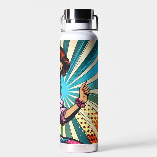 Hübsche Frauentänzerin Salsa Pop Art Trinkflasche (Rückseite)