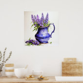 Hübsche frisch getopfte Fliederblumen Poster (Küche)