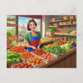 Hübsche Frischgemüse-Verkäufer  Postkarte (Vorderseite)