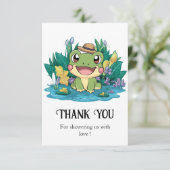 Hübsche Frog Baby Dusche Dankeskarte (Stehend Vorderseite)