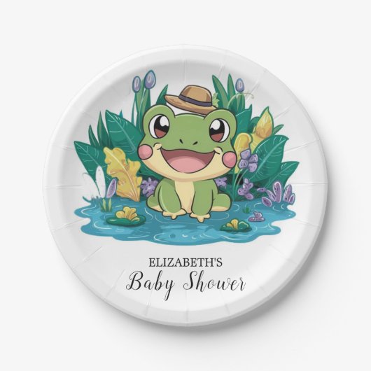 Hübsche Frog Baby Dusche Pappteller (Vorderseite)