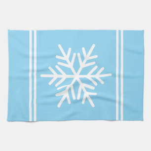 Hübsche Frostblaue Weiße Streifen Nordische Schnee Geschirrtuch