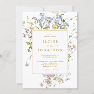 Hübsche Frühjahrsfeier Wildblume Meadow Gold Chic  Einladung