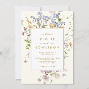 Hübsche Frühjahrsfeier Wildblume Meadow Gold Chic  Einladung