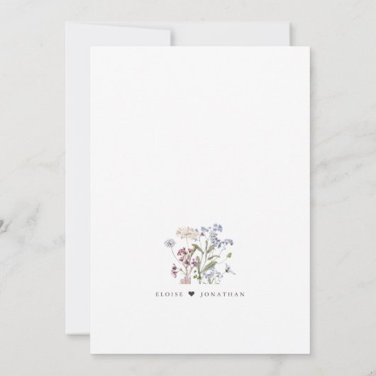 Hübsche Frühjahrsfeier Wildblume Wiesen-Garten Hoc Einladung (Rückseite)