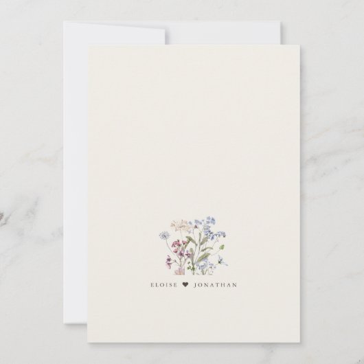 Hübsche Frühjahrsfeier Wildblume Wiesen-Garten Hoc Einladung (Rückseite)