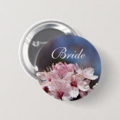 hübsche Frühlings rosa Kirschblüte im blauen Himme Button (Vorne & Hinten)