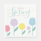 Hübsche Frühlings-Tulpen Pastell-Blumen Geburtstag Serviette (Vorderseite)