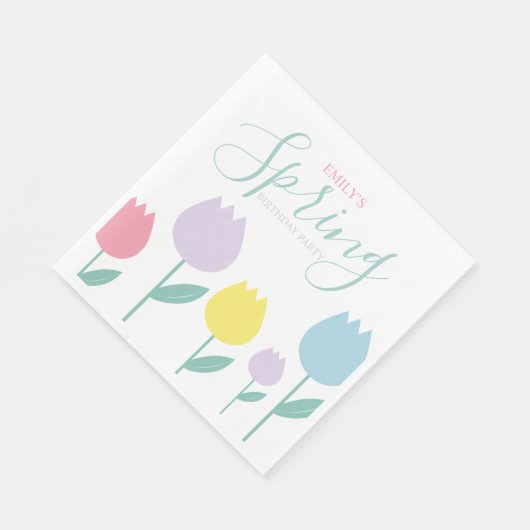 Hübsche Frühlings-Tulpen Pastell-Blumen Geburtstag Serviette (Ecke)