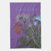 Hübsche Frühlingsblumen und Individuelle Name Geschirrtuch (Vertikal)