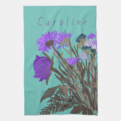 Hübsche Frühlingsblumen und Individuelle Name Geschirrtuch (Vertikal)