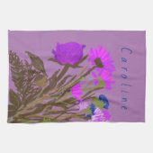 Hübsche Frühlingsblumen und Individuelle Name Geschirrtuch (Horizontal)