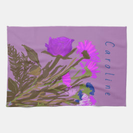 Hübsche Frühlingsblumen und Individuelle Name Geschirrtuch