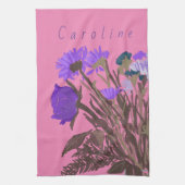 Hübsche Frühlingsblumen und Individuelle Name Geschirrtuch (Vertikal)