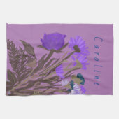 Hübsche Frühlingsblumen und Individuelle Name Geschirrtuch (Horizontal)