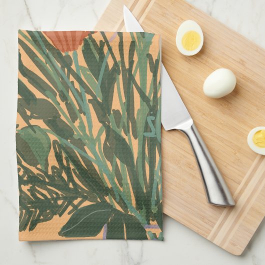 Hübsche Frühlingsblumen und Individuelle Name Geschirrtuch (Viertel Falte)