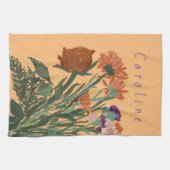 Hübsche Frühlingsblumen und Individuelle Name Geschirrtuch (Horizontal)