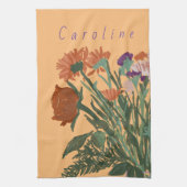 Hübsche Frühlingsblumen und Individuelle Name Geschirrtuch (Vertikal)