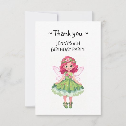 Hübsche Frühlingsmädchen - Rosa und Grün Dankeskarte (Vorderseite)