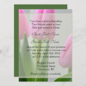 Hübsche Frühlingspinke Tulpe Blume Christlich Hoch Einladung (Vorne/Hinten)