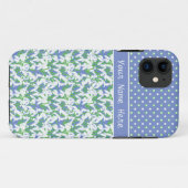 Hübsche Frühlingssnowdowns mit Polka Dots auf Blue Case-Mate iPhone Hülle (Rückseite (Horizontal))
