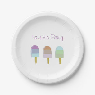 Hübsche Fun Pastel Papierplatte 7"Popsicle Design Pappteller