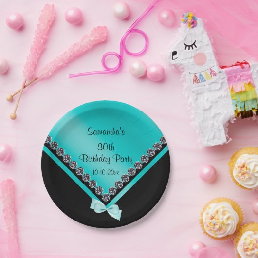 Hübsche funkelnd Diamanten u. aquamariner Pappteller (Party)