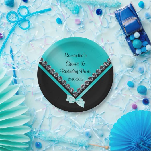 Hübsche funkelnd Diamanten u. aquamariner Pappteller (Party)