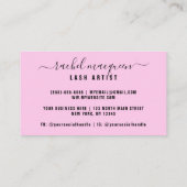 Hübsche Funkelnd Pink Glitzer Typografie Lashes Visitenkarte (Rückseite)