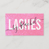 Hübsche Funkelnd Pink Glitzer Typografie Lashes Visitenkarte (Vorderseite)