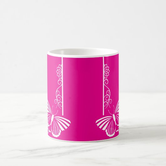 Hübsche Fuschia White Butterfly Tasse (Mittel)