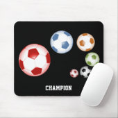 Hübsche Fußball-Sammlung auf Schwarz Mousepad (Mit Mouse)