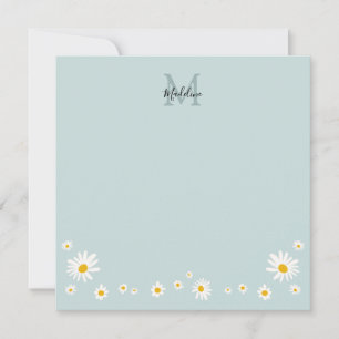 Hübsche Gänseblümchen-Blume moderne Teal-Monogramm Mitteilungskarte