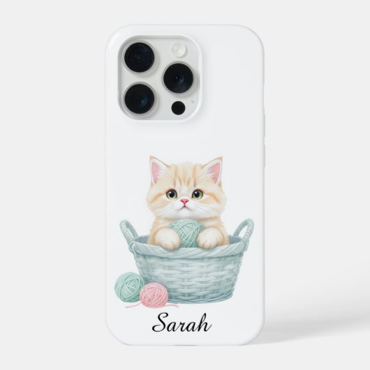 Hübsche Garn-Kätzchen iPhone 15 Pro Hülle (Rückseite)
