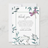 Hübsche Gärten der Libellen auf der Weißen Hochzei Dankeskarte (Vorderseite)