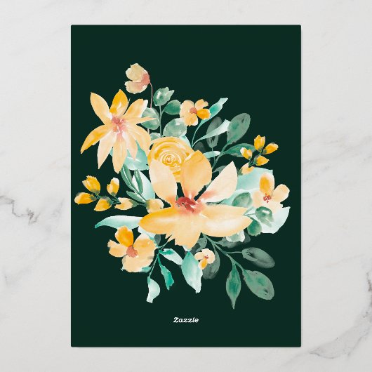 Hübsche Gartengelb-grüne Blütendusche Folieneinladung (Rückseite)