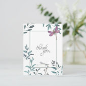 Hübsche Gartengrüne Drachenfliege, weiß Danke Postkarte (Stehend Vorderseite)