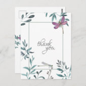 Hübsche Gartengrüne Drachenfliege, weiß Danke Postkarte (Vorne/Hinten)