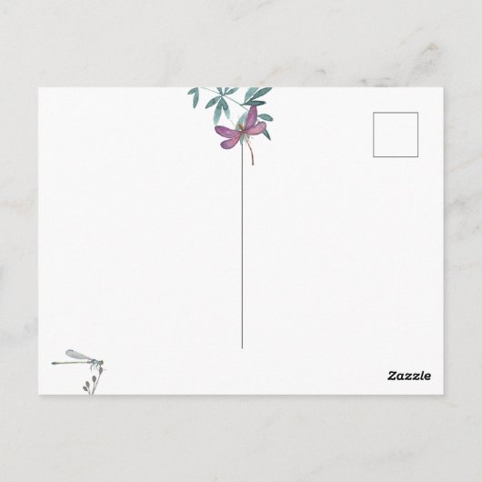 Hübsche Gartengrüne Drachenfliege, weiß Danke Postkarte (Rückseite)