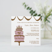 Hübsche Geburtstagskuchen-Party Einladungen (Stehend Vorderseite)