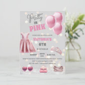 Hübsche Geburtstagsparty in Pink Einladung (Stehend Vorderseite)