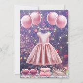 Hübsche Geburtstagsparty in Pink Einladung (Rückseite)