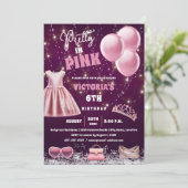 Hübsche Geburtstagsparty in Pink Einladung (Stehend Vorderseite)