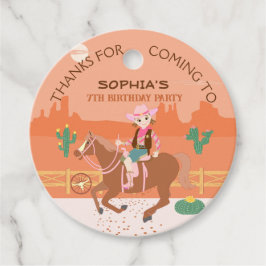 Hübsche Geburtstagsparty von Cowgirl und Pferd Geschenkanhänger