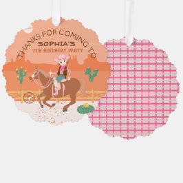 Hübsche Geburtstagsparty von Cowgirl und Pferd Ornament Karte