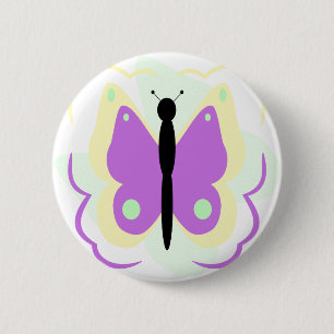 Hübsche Gelb- und Lila Schmetterlingstaste Button